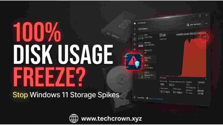 Checking Task Manager storage graph and how to fix 100 percent disk usage windows 11